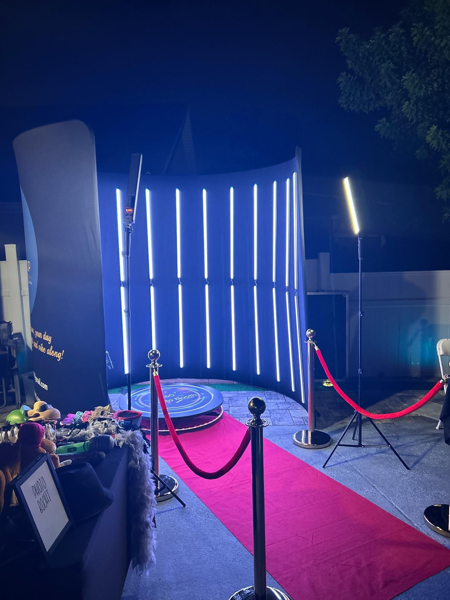360 booth outdoor night event setup