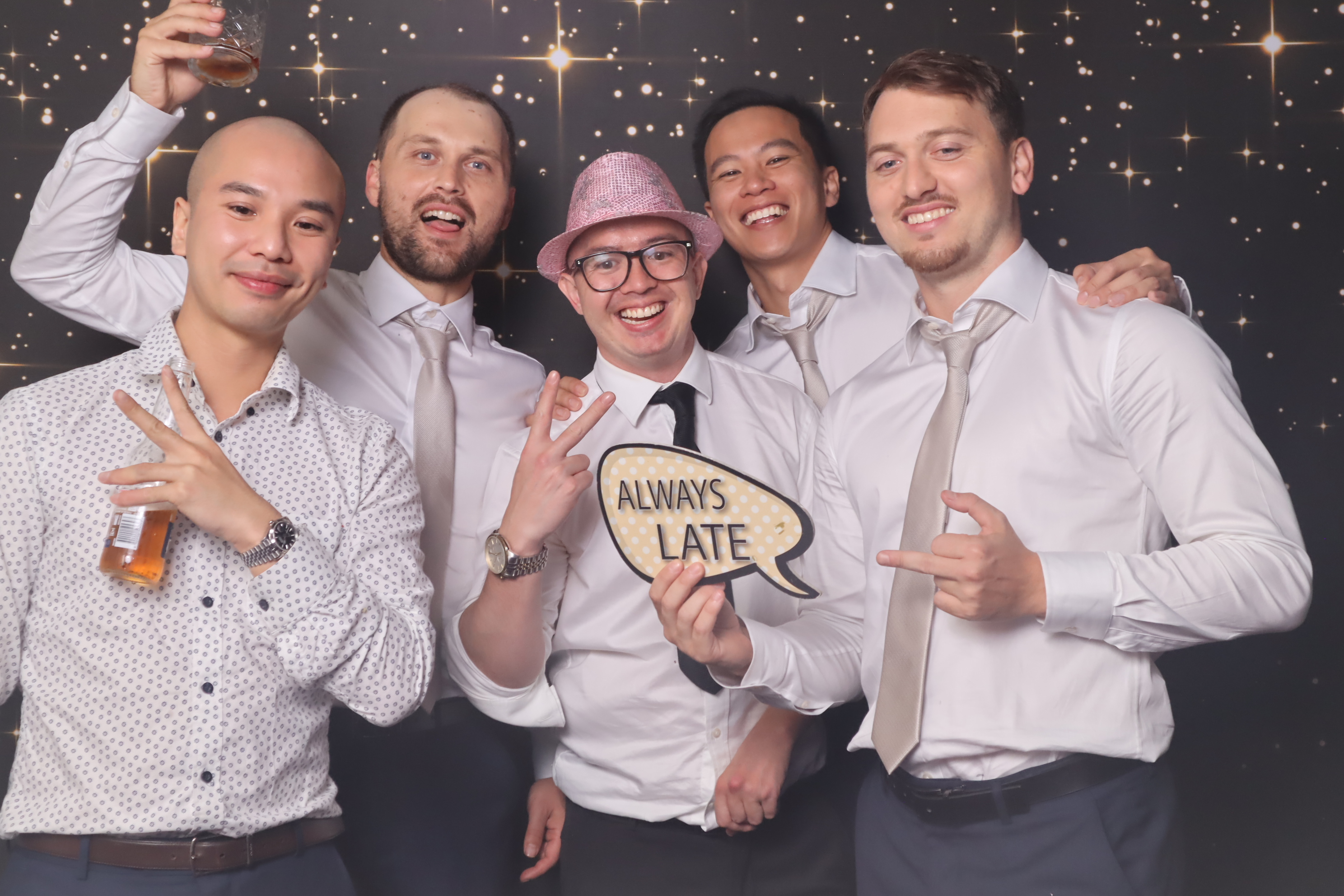 Group fun at mirror photobooth Sydney